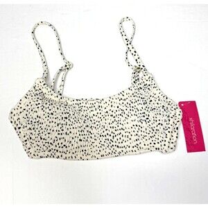 Xhilaration Juniors Smocked Cream Dot Print Bralette Bikini Top Size S (0-2) New